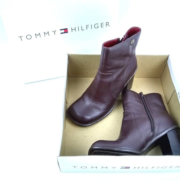 Tommy Hilfiger Brown Leather Gracie Low Boots 7.5 - Picture 7 of 8